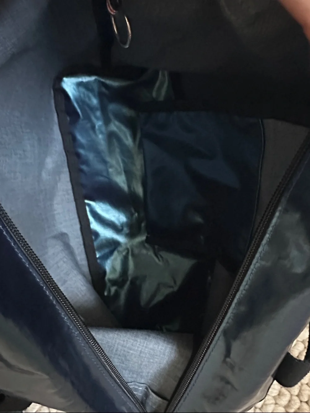 Jack Gomme Paris Tote Metallic Blue Coated Canvas Crossbody w/ Pouch - Picture 9 of 10